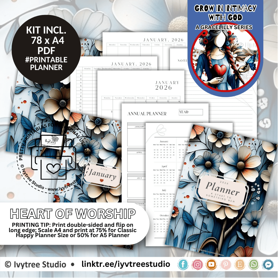 2026 Heart of Worship Planner Kit | Printable Journal | Ivytree Studio
