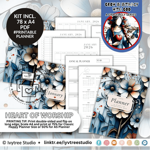 2026 Heart of Worship Planner Kit | Printable Journal | Ivytree Studio