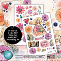 Artistic journaling kit with illustrations of flowers, hearts, and a girl, featuring the Hyvtrt Studio branding.