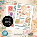 Ivy Tree Studio art journaling kit with floral and portrait designs on a decorative background.