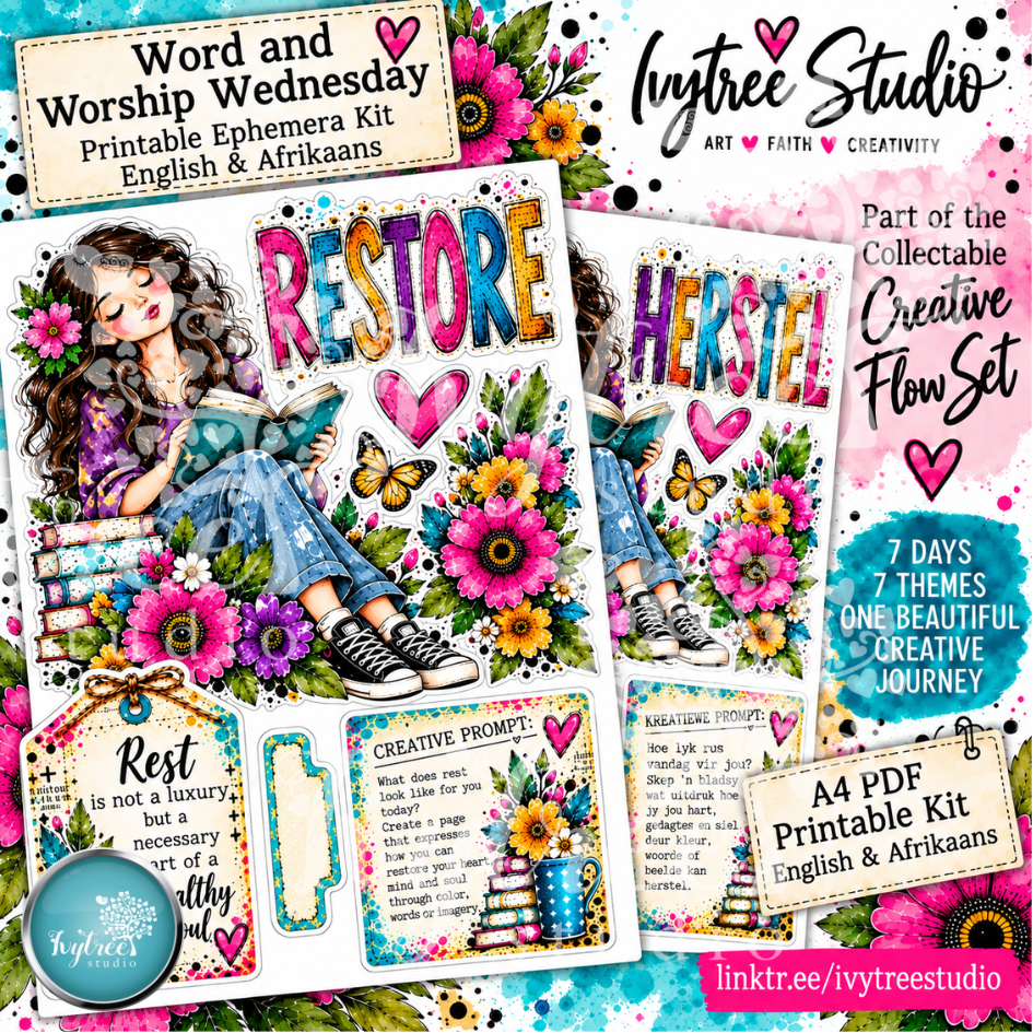 Word and Worship Wednesday | Restore | Herstel | Creative Flow Collectables - SET 2 | Fresh Hope Collection | Ivytree Studio | English + Afrikaans