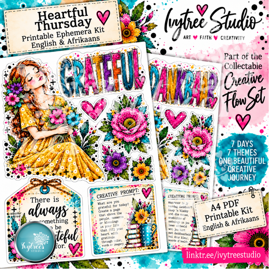 Heartful Thursday | Grateful | Dankbaar | Creative Flow Collectables - SET 2| Fresh Hope Collection | Ivytree Studio | English + Afrikaans