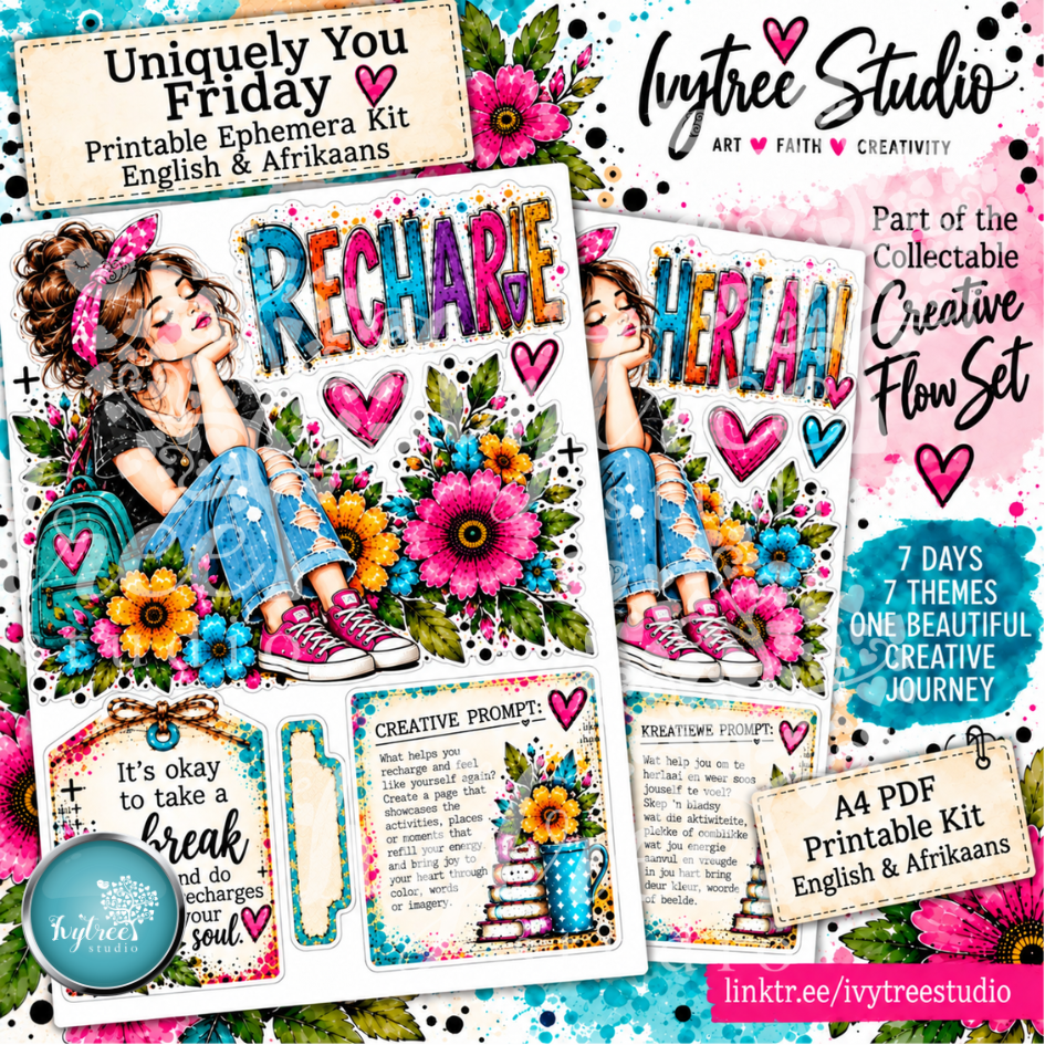 Uniquely You Friday | Recharge | Herlaai | Creative Flow Collectables - SET 2 | Fresh Hope Collection | Ivytree Studio | English + Afrikaans