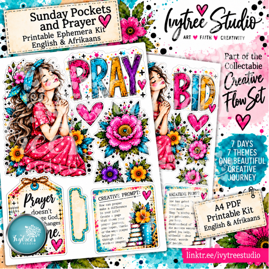 Sunday Pockets and Prayer | Pray | Bid | Creative Flow Collectables - SET 2| Fresh Hope Collection | Ivytree Studio | English + Afrikaans