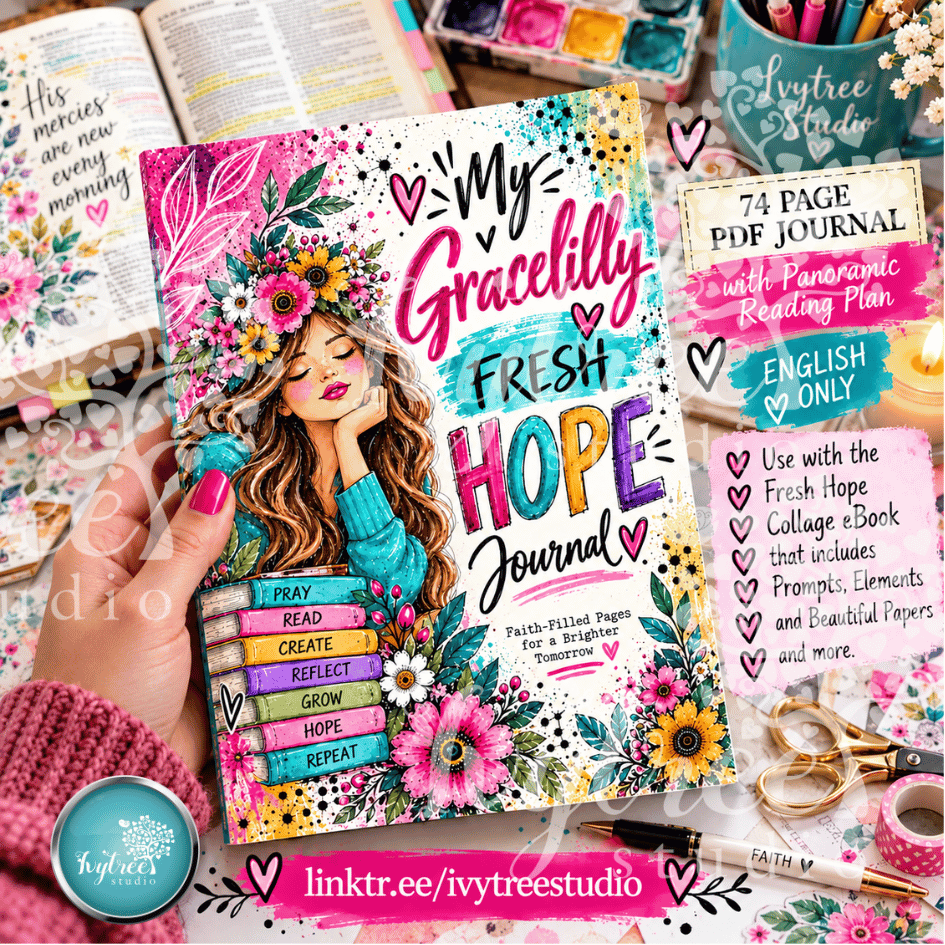 Fresh Hope 74-Page PDF Journal | Christian Creative Journal with Panoramic Reading Plan | Fresh Hope Collection | Ivytree Studio | English