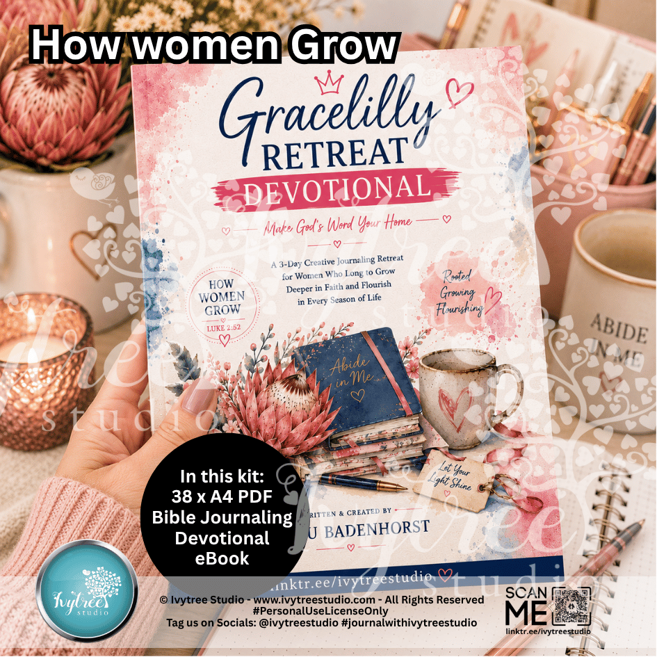 Gracelilly Retreat Devotional | How Women Grow | Bible Journaling eBook | Ivytree Studio | English
