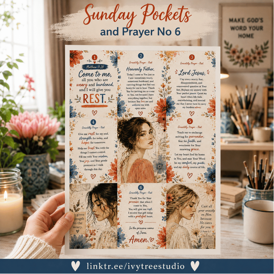 Ivytree Studio Sunday Prayer Pocket Kit No 6 | Matthew 11:28 | Bible Journaling | Ivytree Studio | English