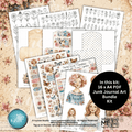 Junk Journal Art Bundle Kit with various designs on a floral background