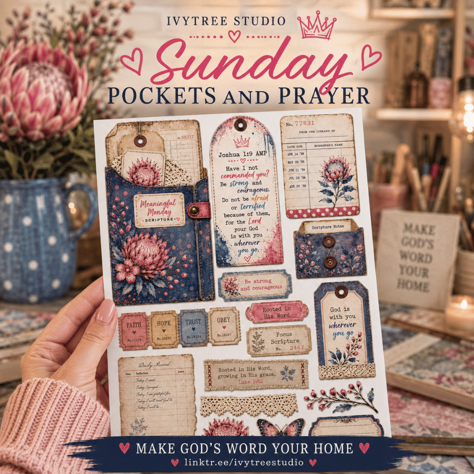 Ivytree Studio Sunday Pockets and Prayer No 8 | Joshua 1:9 | Bible Journaling | English + Afrikaans