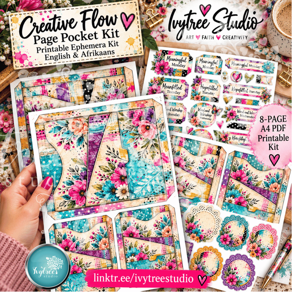 Creative Flow Page Pocket Kit  Bilingual English + Afrikaans | 8-Page A4 PDF Printable Kit
