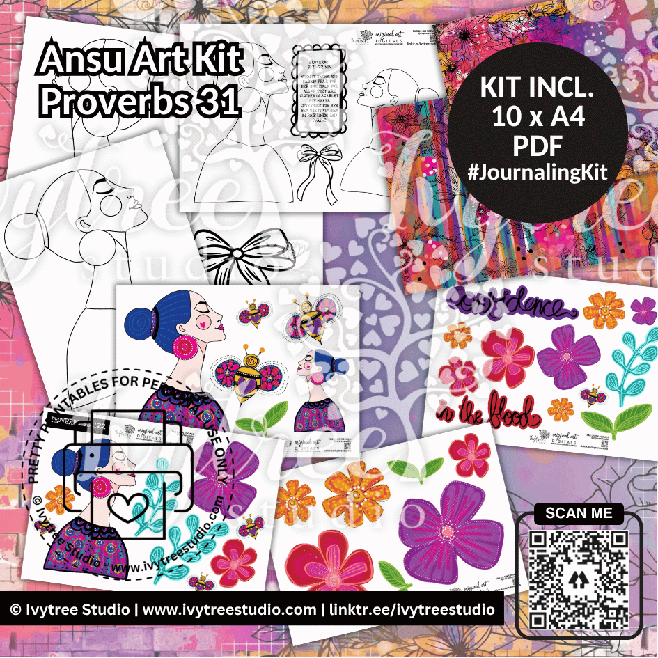 Confidence in the Blood | Proverbs 31:21–32 | Bible Journaling Kit | Ansu Art | Ivytree Studio