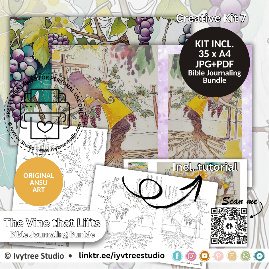 LIFTED | The Vine that Lifts | 7-Day Project Challenge on John 15 | Bible Journaling Bundle | Ivytree Studio