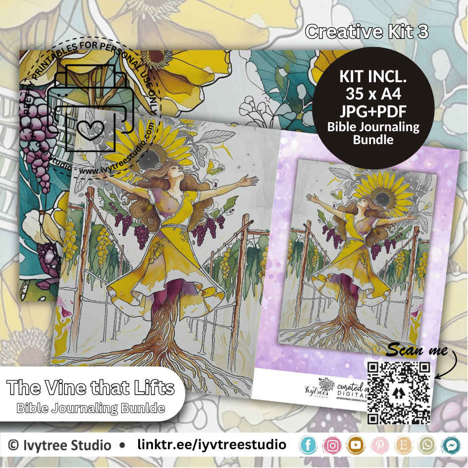LIFTED | The Vine that Lifts | 7-Day Project Challenge on John 15 | Bible Journaling Bundle | Ivytree Studio