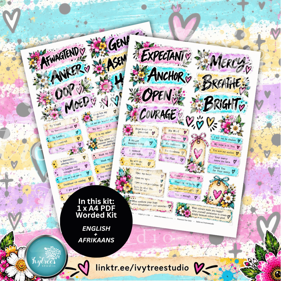 Worded Kit | Anchored in Hope | Word Flowtober Collectables | Fresh Hope Collection | Ivytree Studio | English and Afrikaans