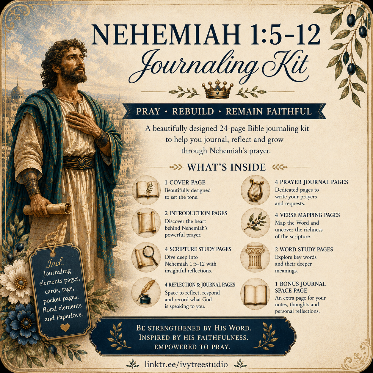 Nehemiah 1 Prayer Journaling Kit | Bible Journaling | Ivytree Studio | English